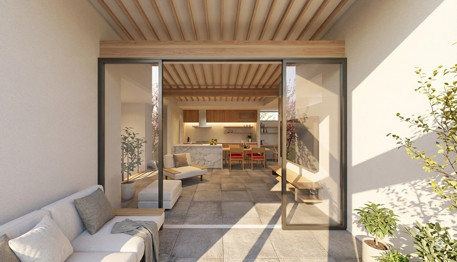 水の流せるサンセットリビング